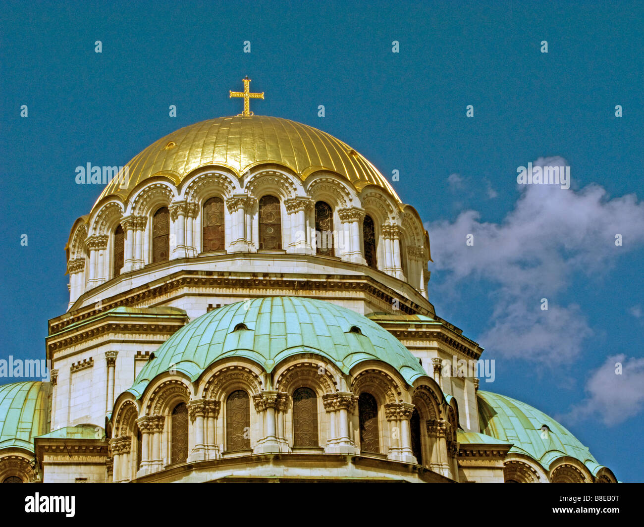 Dômes de la cathédrale Alexandre Nevski Memorial Church à Sofia, Bulgarie Banque D'Images