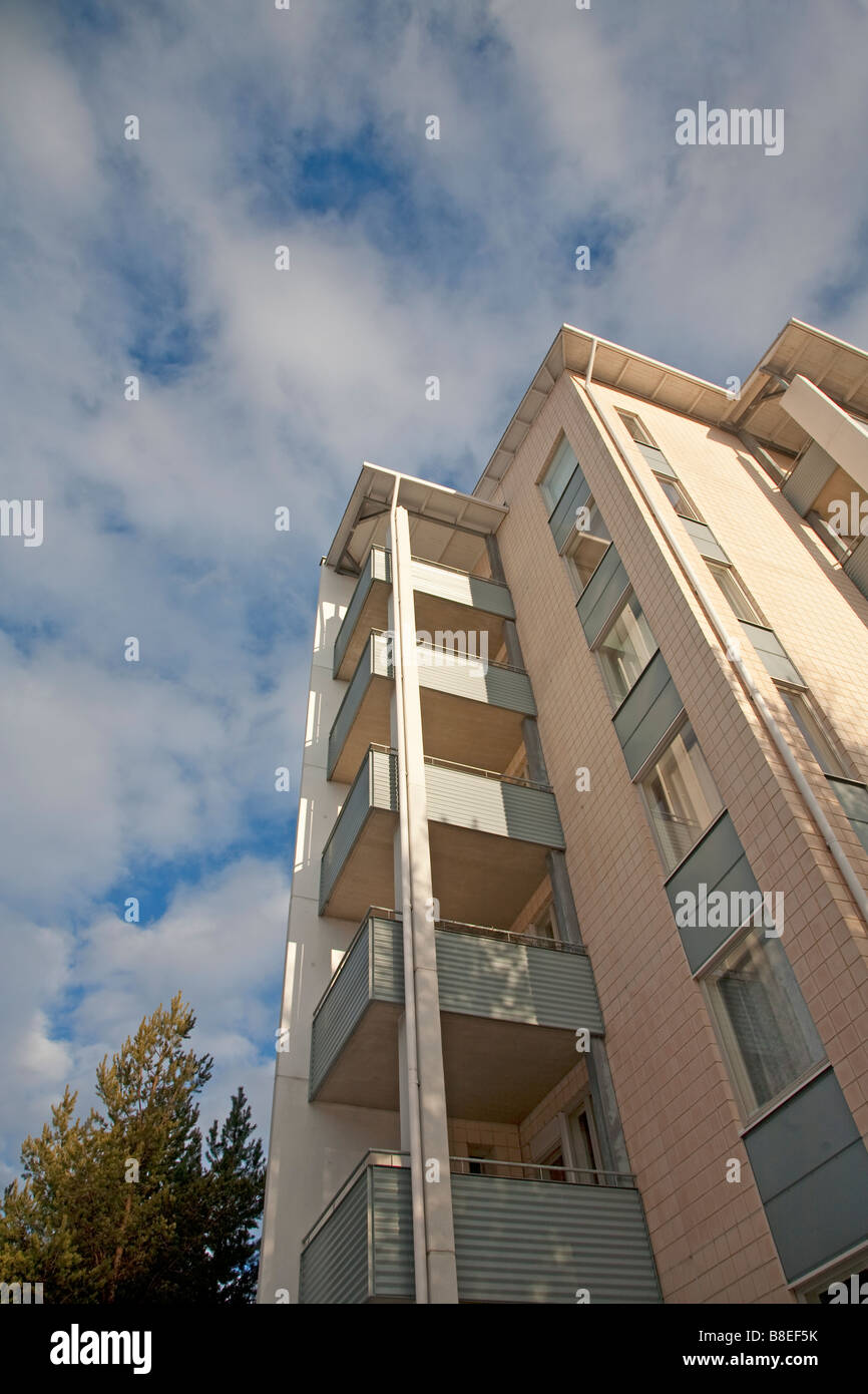 Balcons dans un bloc d'appartements finlandais , Finlande Banque D'Images