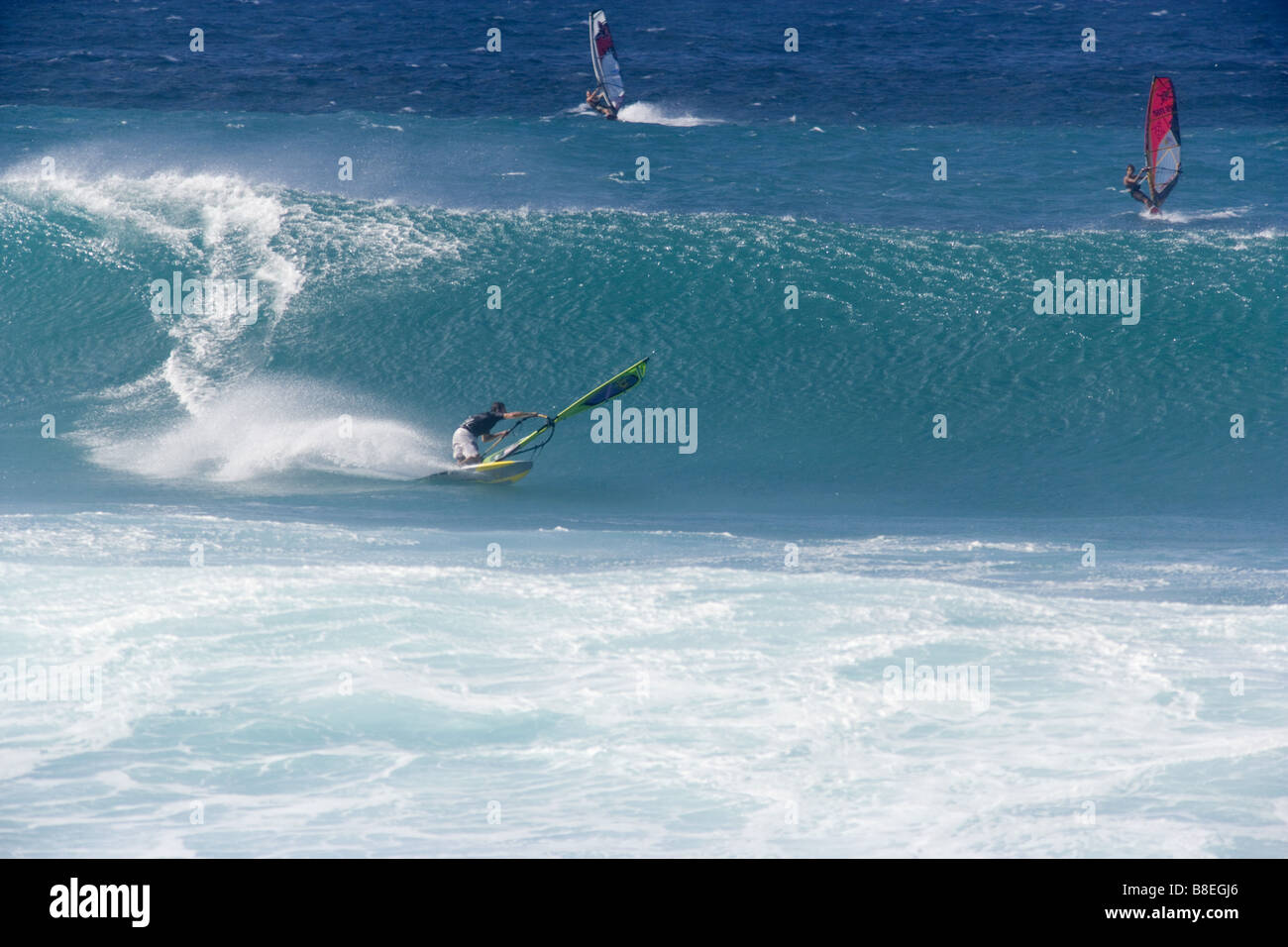 En planche à voile, Para, Hookipa Beach Maui Hawaii Banque D'Images