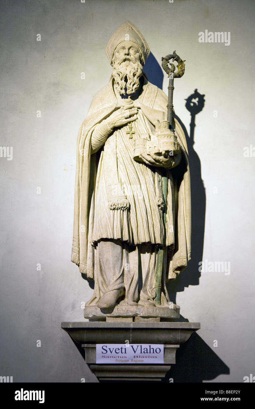 Statue de saint patron de Dubrovnik St Blaise du Palais du Recteur Dubrovnik Istrie Croatie Europe Banque D'Images