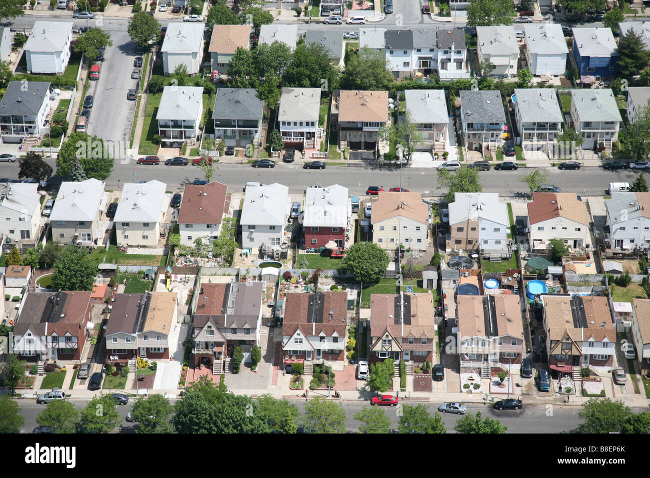 Vue aérienne de maisons et les habitants de Staten Island, NY, USA Banque D'Images