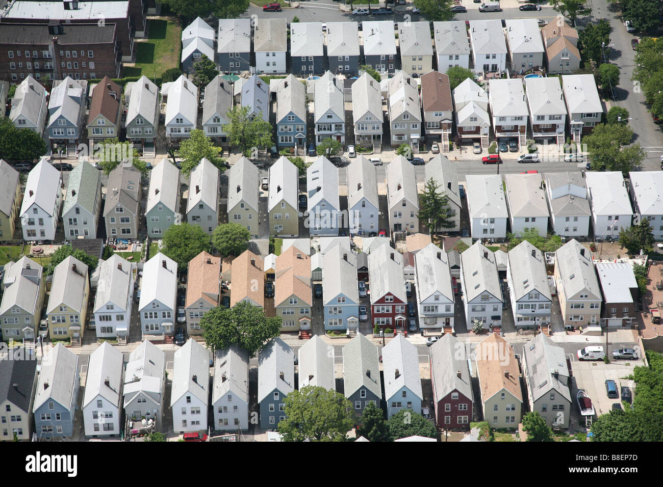 Vue aérienne de maisons situées à Staten Island, New York, USA. Banque D'Images