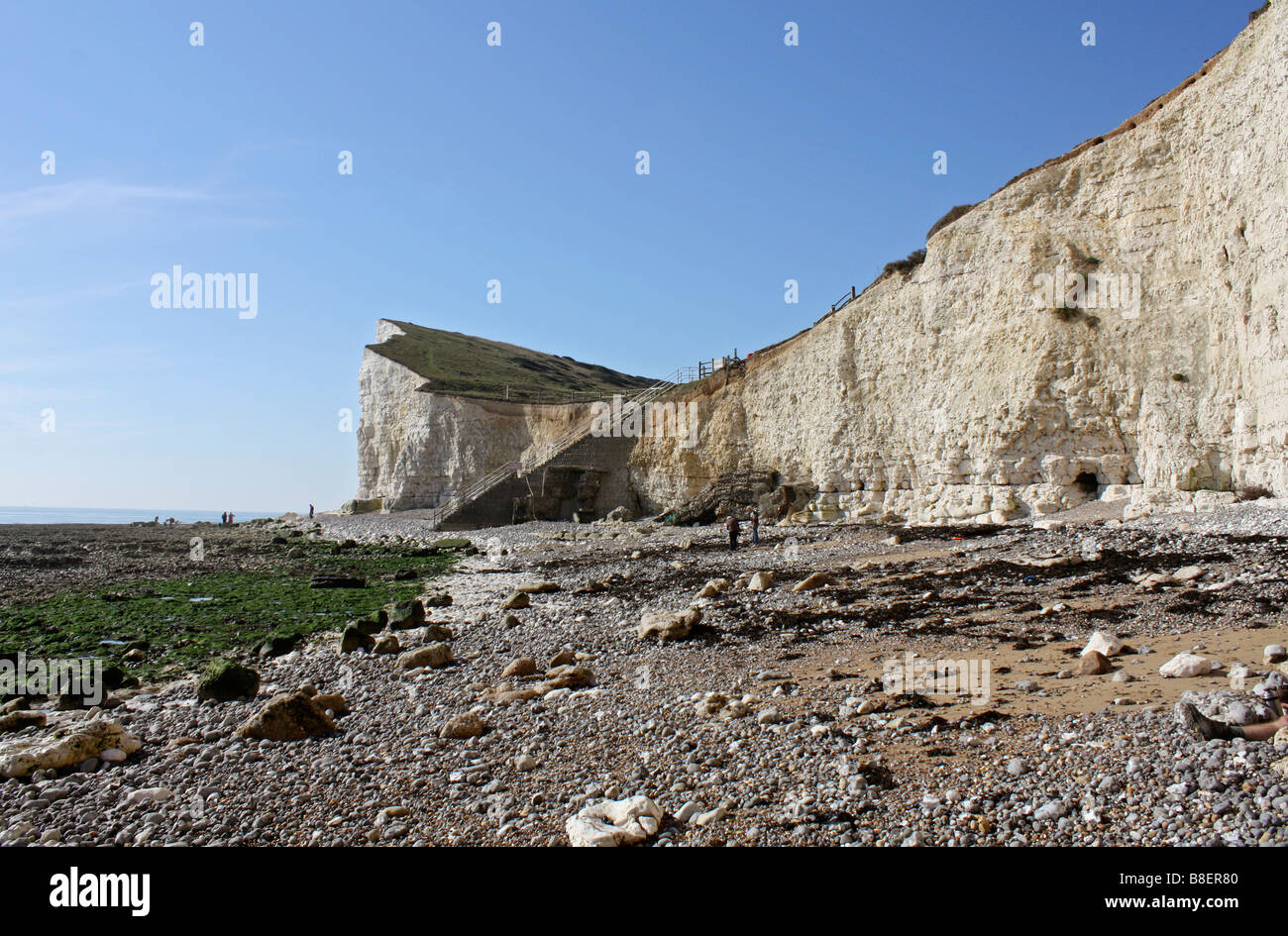 Les falaises de craie blanche à Hope Gap, Seaford Head, East Sussex, England, UK Banque D'Images