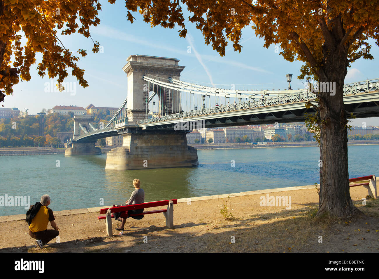 Pont des Chaînes , Szencheny , Budapest , Hongrie Banque D'Images