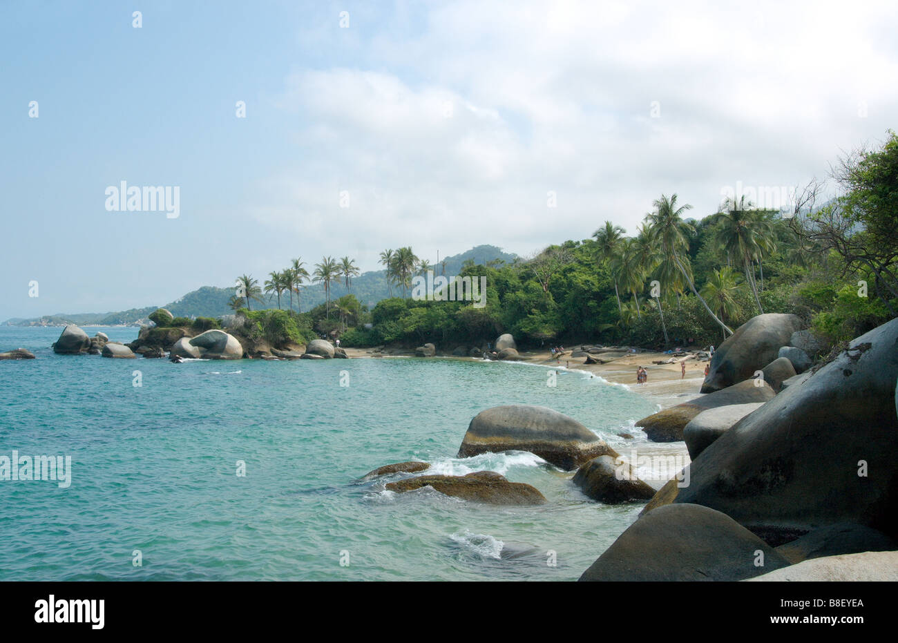 La côte au Parc National Naturel de Tayrona sur la côte des Caraïbes en Colombie Banque D'Images