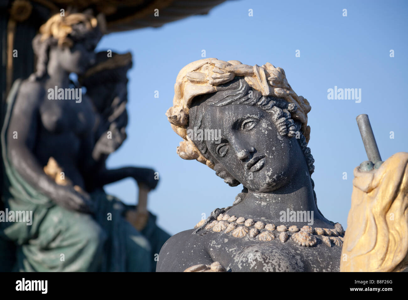 Détail de la fontaine des Mers fontaine à la place de la Concorde, Paris Banque D'Images