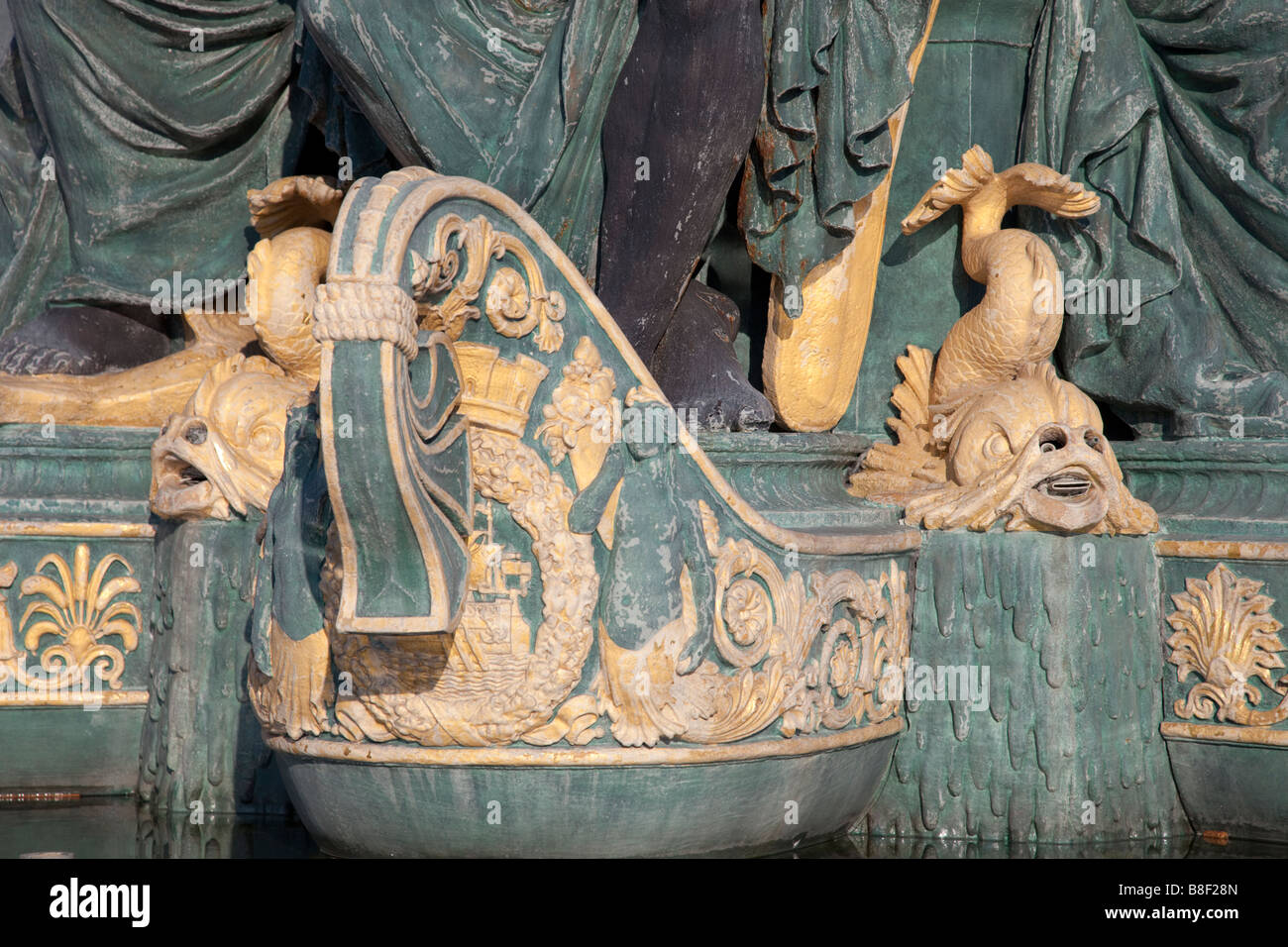 Détail de la fontaine des Mers fontaine à la place de la Concorde, Paris Banque D'Images