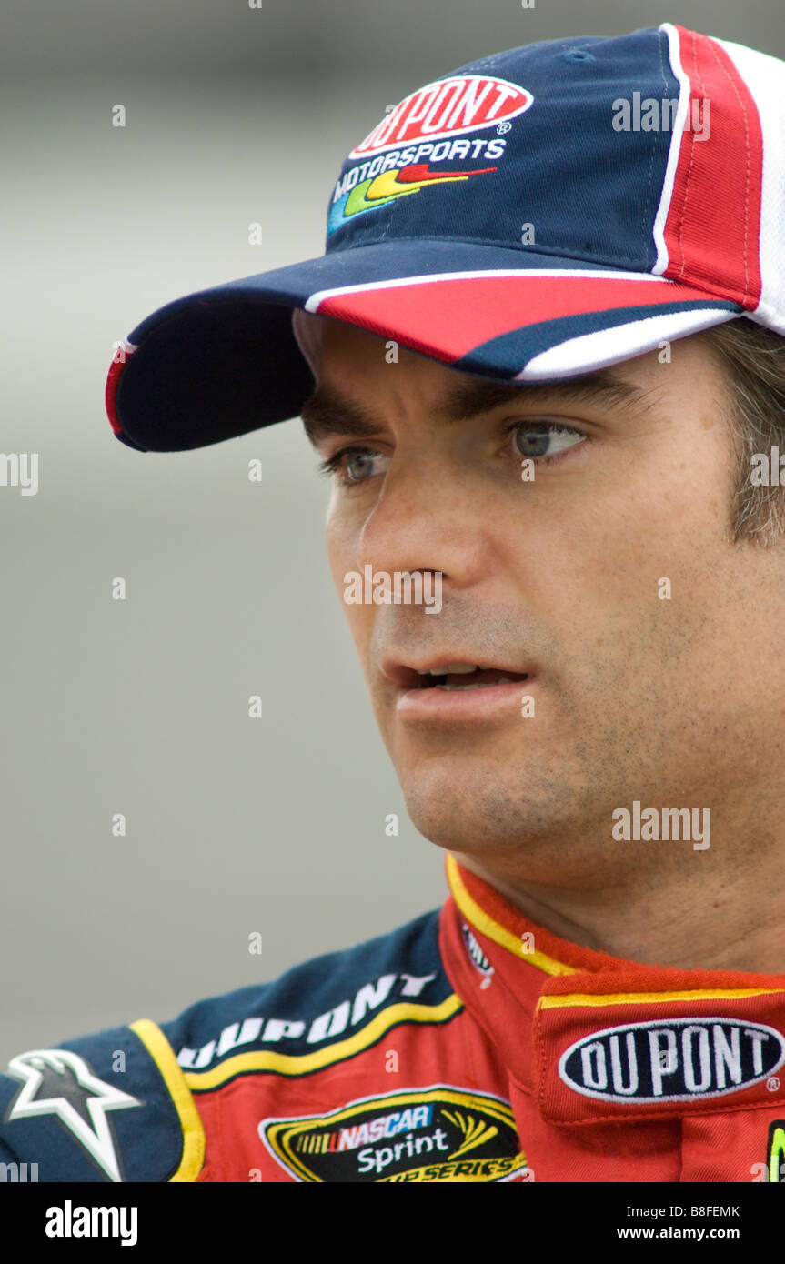Le pilote de NASCAR Sprint Cup Jeff Gordon au Lifelock 400 race au Michigan International Speedway, 2008. Banque D'Images