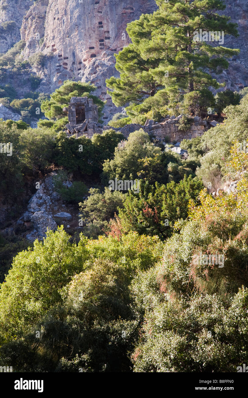 Paysage turc ascension de Rock Tombs, Pinara, Turquie Banque D'Images