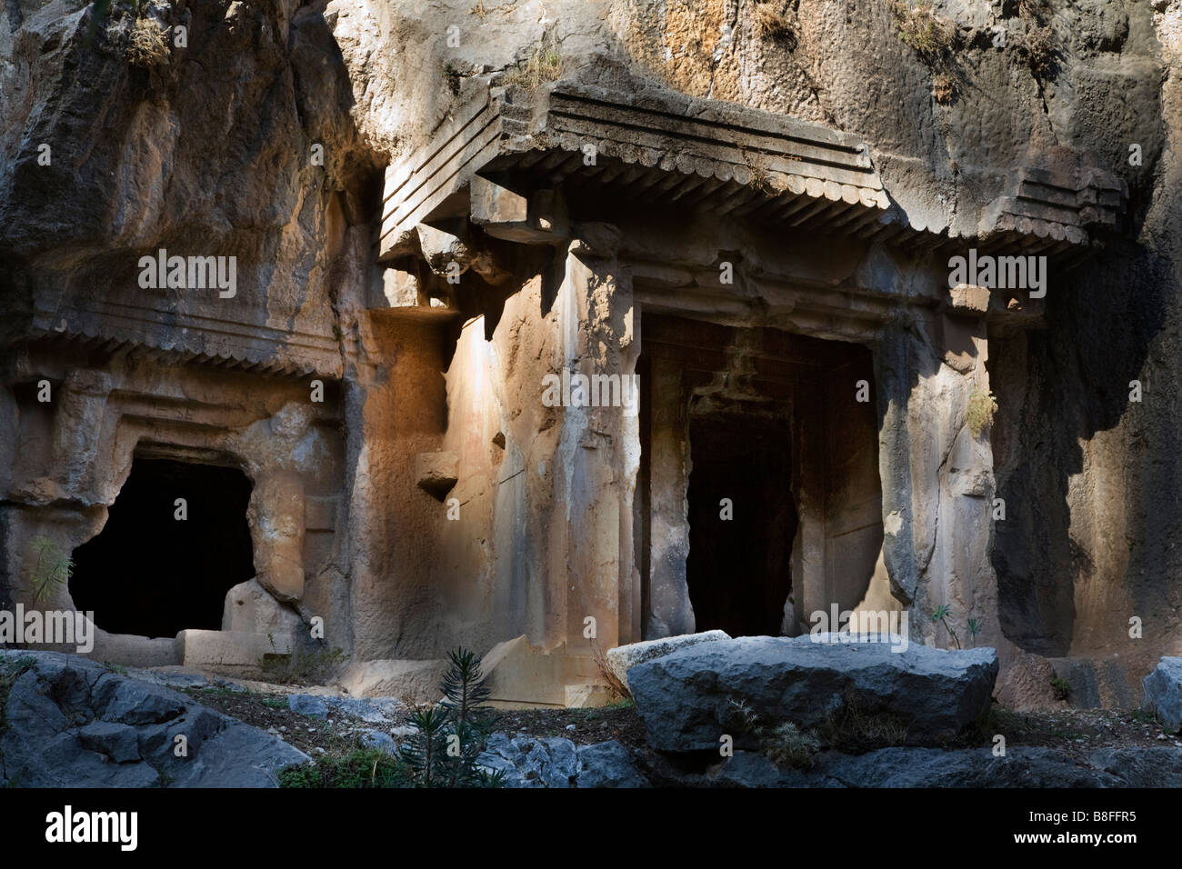 Des tombes Lyciennes historiques à Pinara en Turquie Banque D'Images