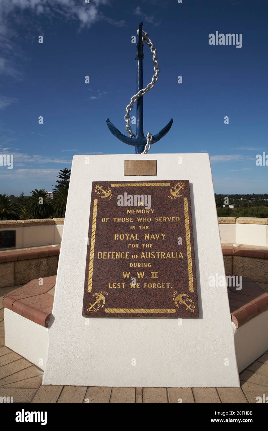 Royal Navy WW II memorial Fremantle en Australie occidentale Banque D'Images