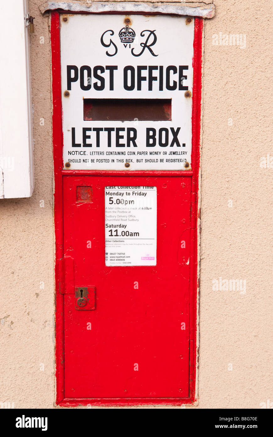 Un rouge royal mail GR bureau de poste lettre détachement fort au Royaume-Uni Banque D'Images