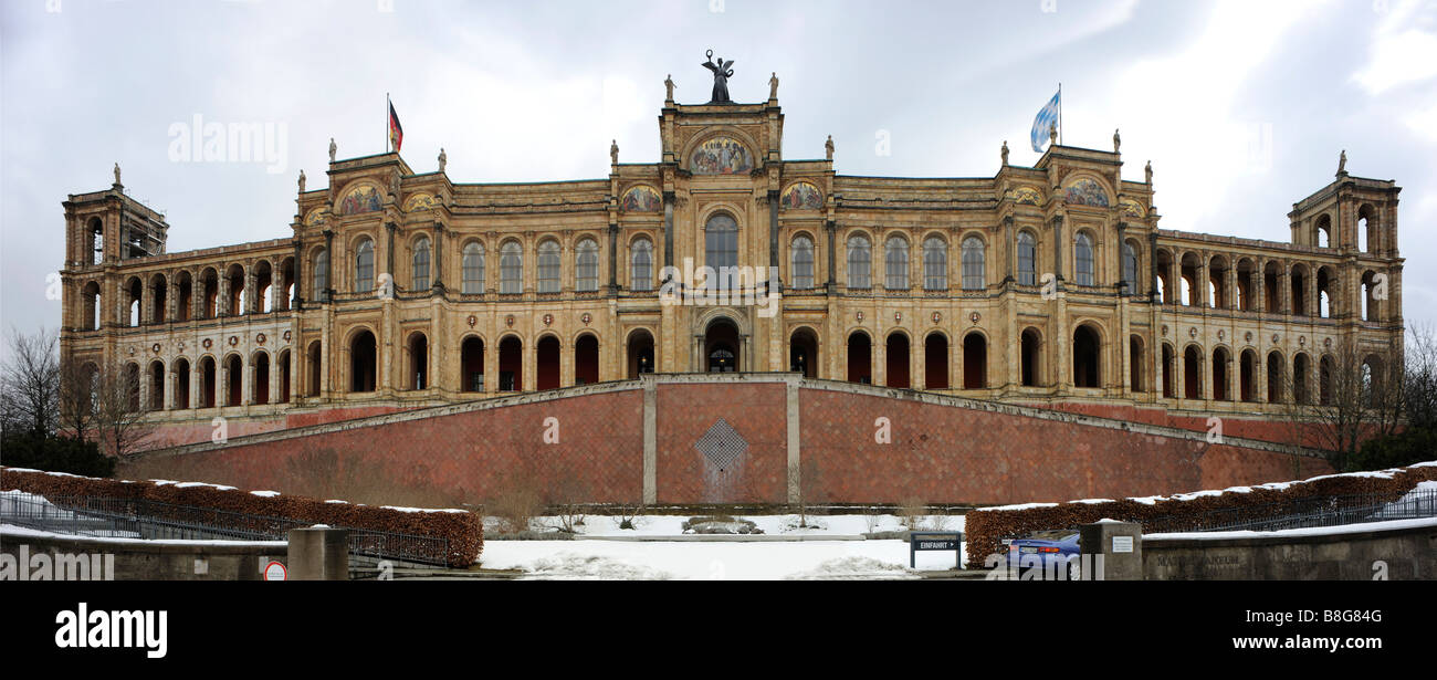 Le Parlement de Bavière, le Maximilianeum à la fin de l'Allemagne Bavière Munich Maximilianstrasse Banque D'Images