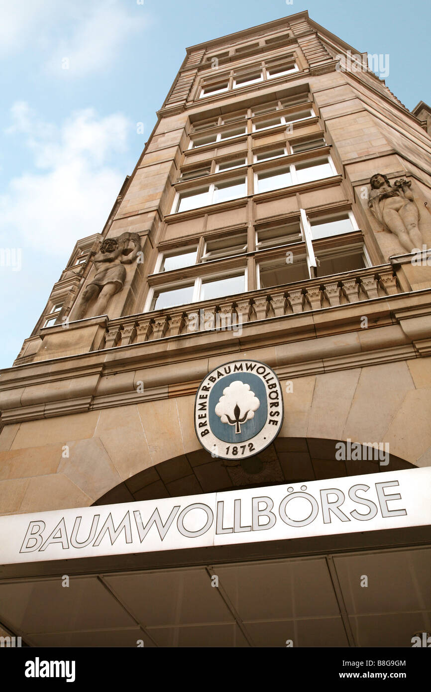 Marché de la laine de coton lettrage Bremen Bremer Baumwollboerse von 1872 Banque D'Images