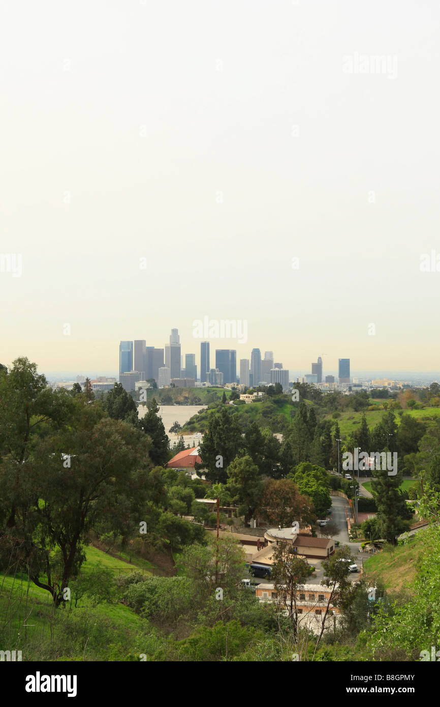 Los Angeles Downtown Skyline nuageux Banque D'Images