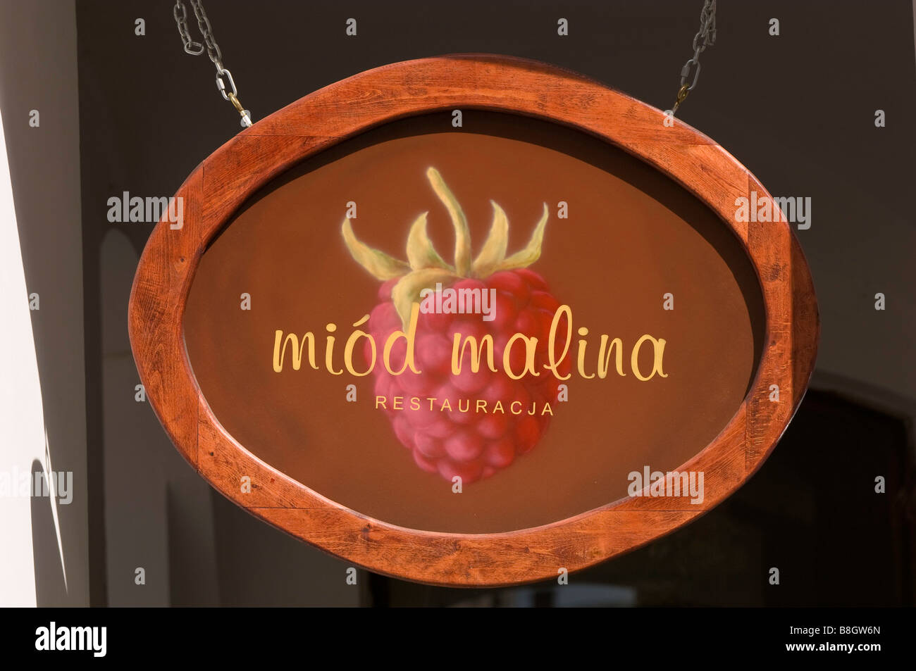 Pologne Cracovie restaurant sign Banque D'Images