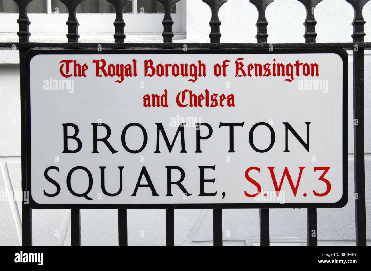 Plaque de rue pour Brompton Square, Kensington & Chelsea, London. Jan 2009 Banque D'Images