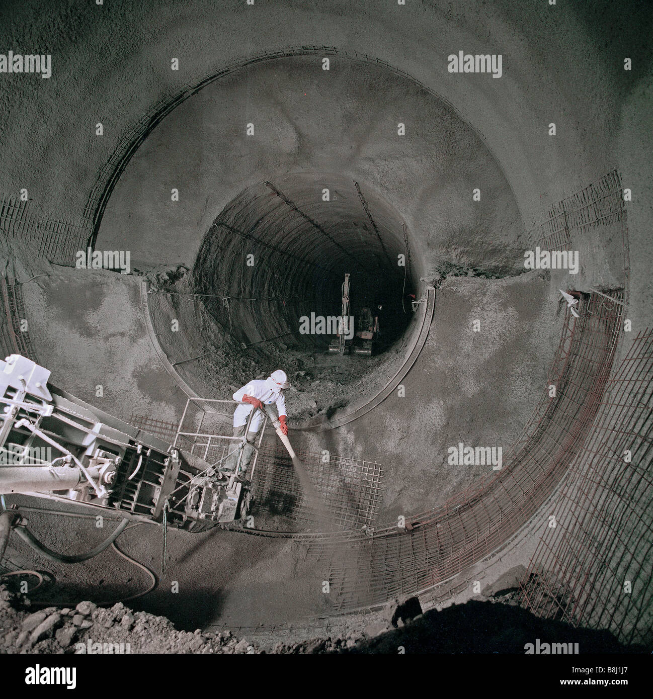 L'élargissement de tunnel ferroviaire, de construire la station Westminster plate-forme sur la Jubilee Line Extension, partie de la métro de Londres Banque D'Images