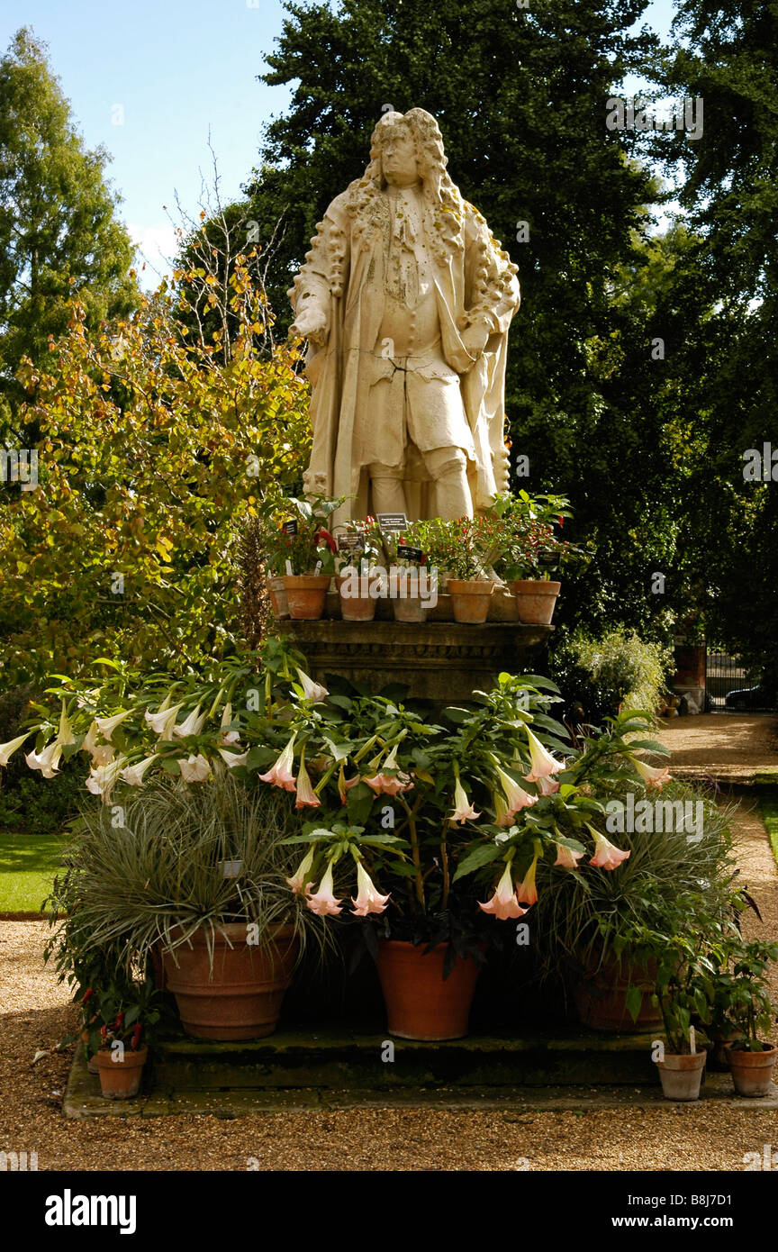 Chelsea Physic Garden et statue de Sir Hans Sloane, Londres. Banque D'Images