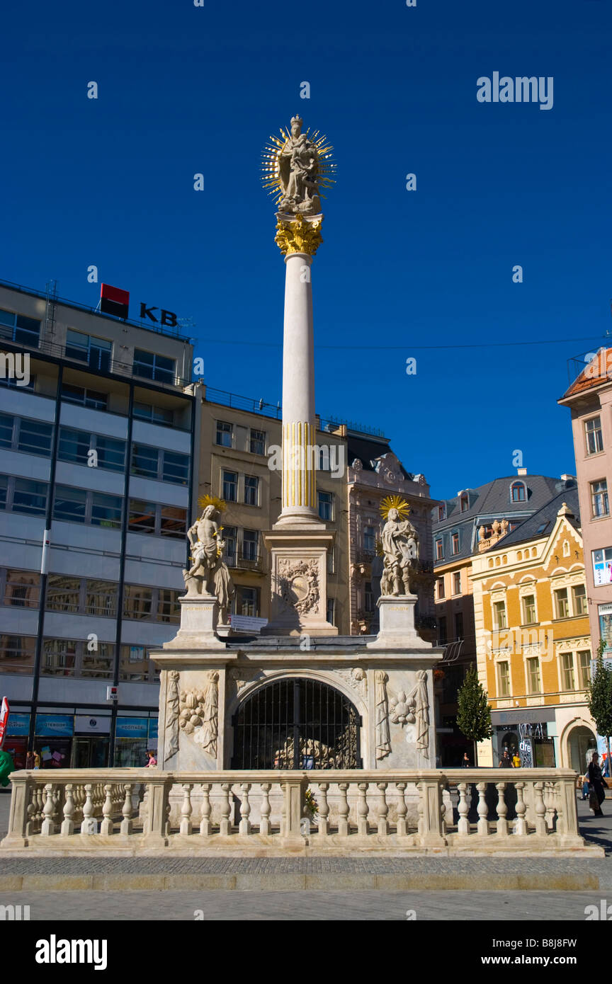 Colonne de la peste à Svoboda square à Brno République Tchèque Europe Banque D'Images