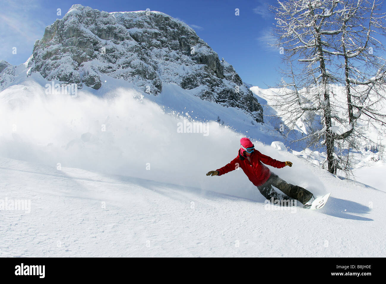 Descente en snowboard Nassfeld, Autriche Banque D'Images