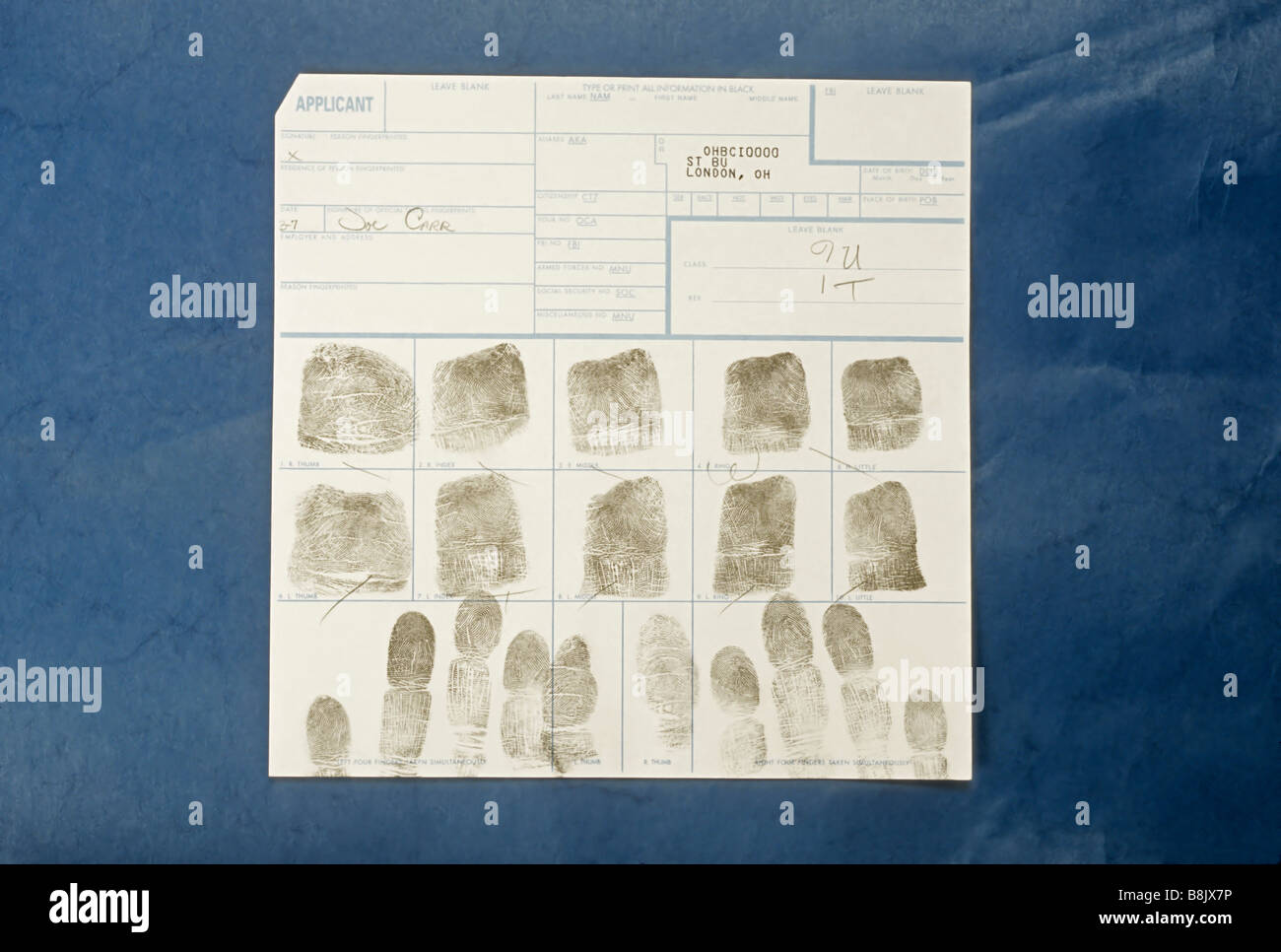 Les empreintes digitales de la police blotter, le crime, la justice pénale, Londres, en Ohio Banque D'Images
