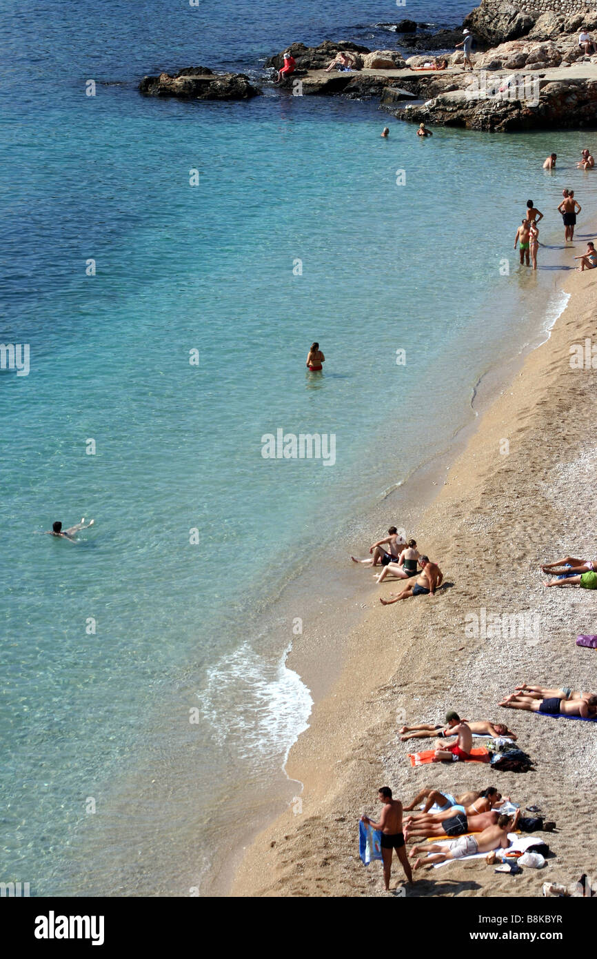 Plage de la ville, Mer Adriatique, Old Town, Dubrovnik, Croatie Banque D'Images