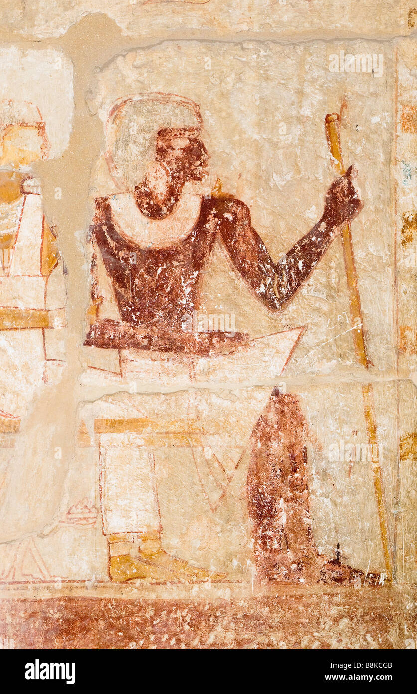 Image de pharaon égyptien traditionnel peinture murale Banque D'Images