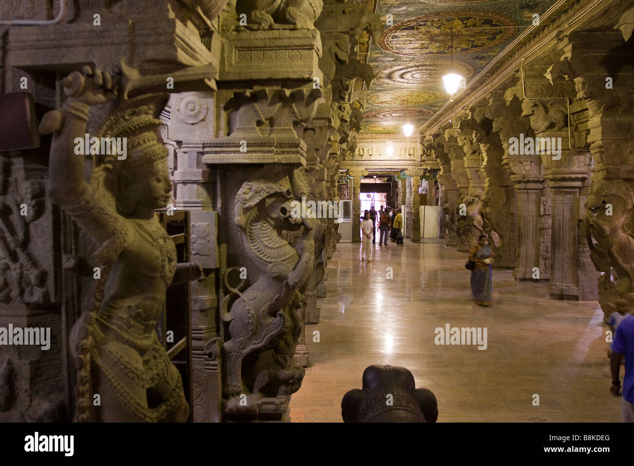 L'Inde Tamil Nadu Madurai Sri Meenakshi Temple Ayriakkal le mandapa mille hall à piliers Banque D'Images
