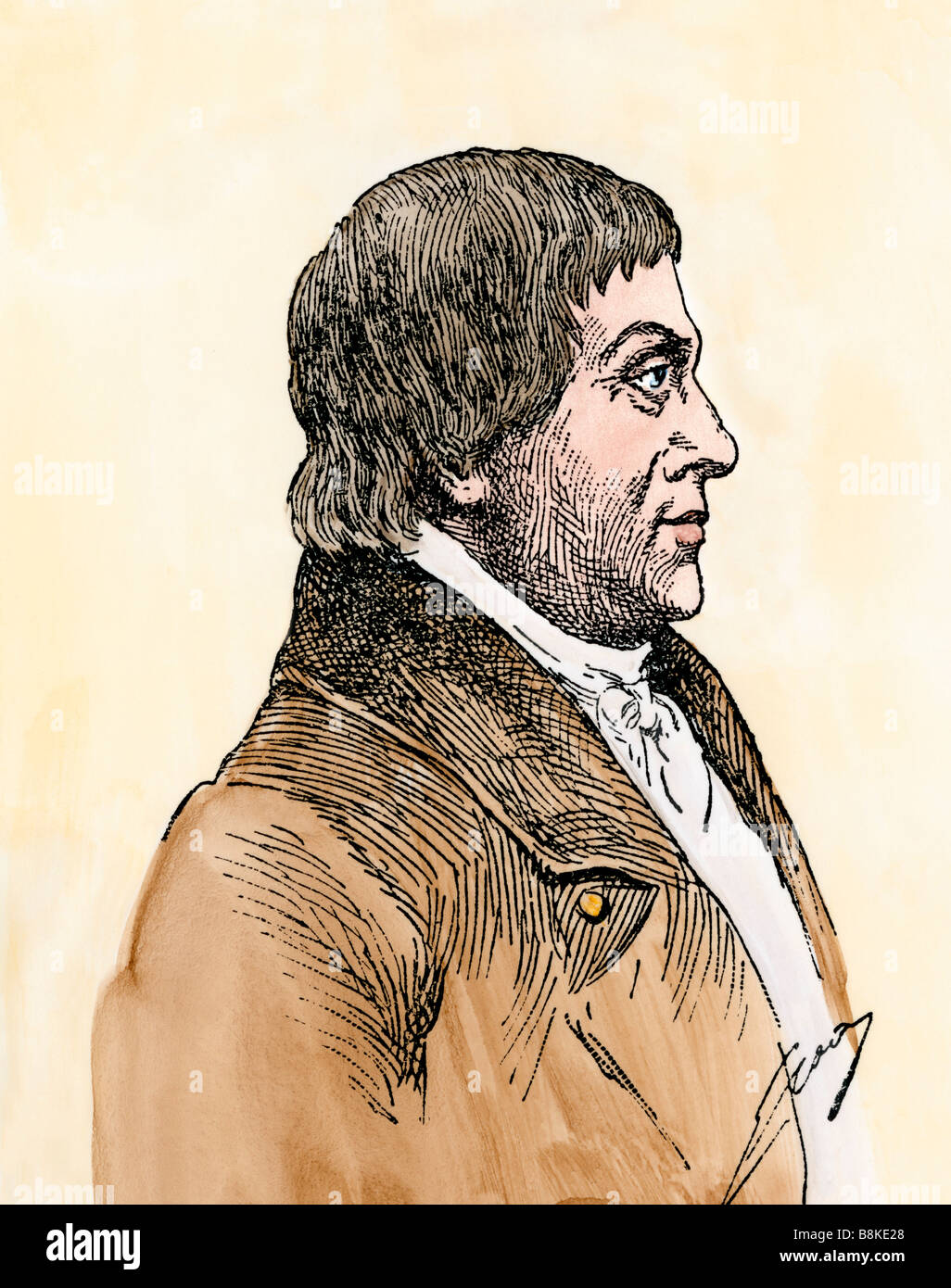 Portrait de Friedrich Franz Anton Mesmer. À la main, gravure sur bois Banque D'Images