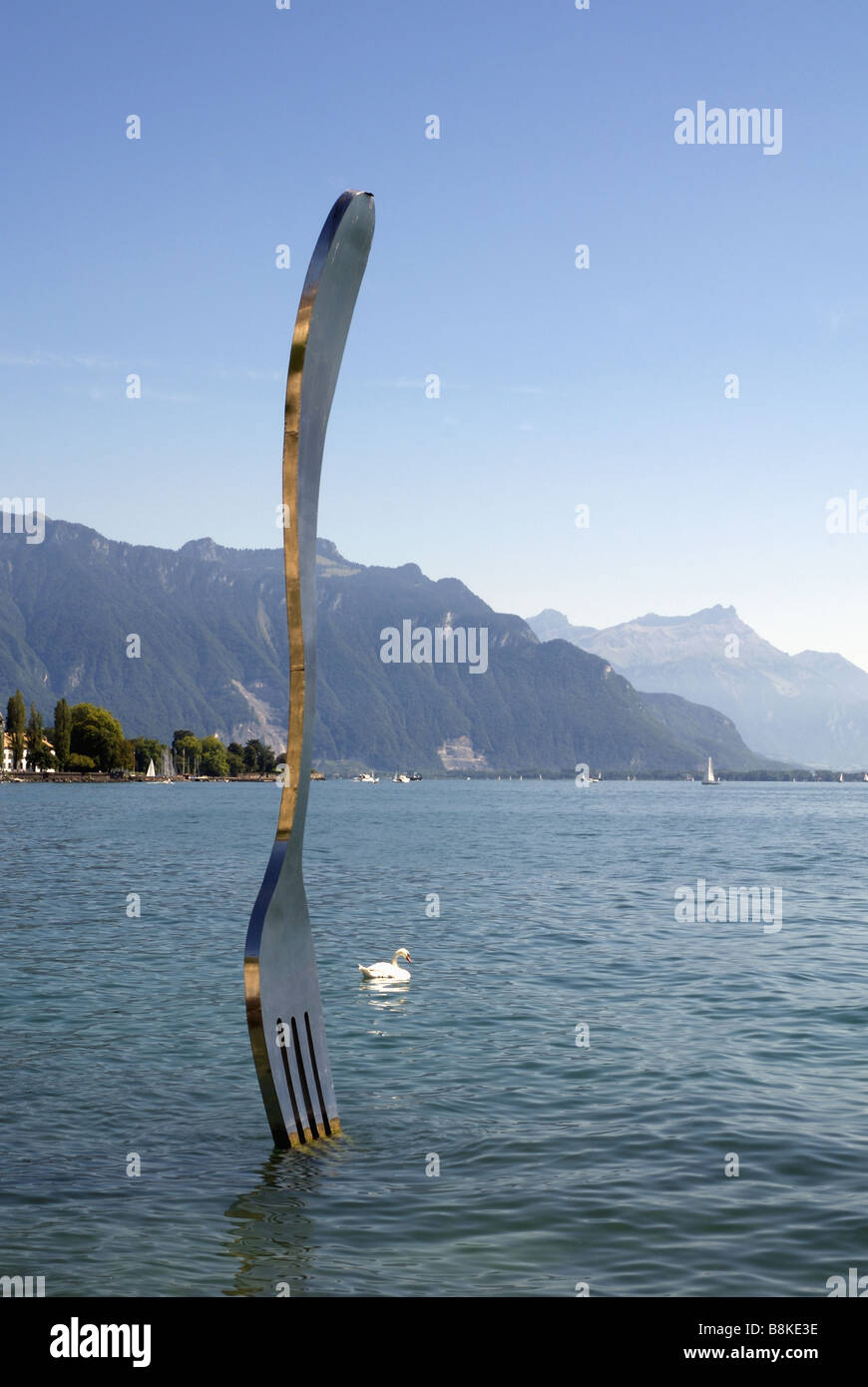 Fourchette dans le Lac Léman Banque D'Images