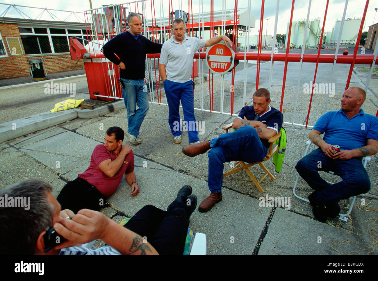 Raffinerie de pétrole de Fawley Hampshire UK 13 Sept 2000 piquetage routiers des raffineries de pétrole pour protester contre le coût du carburant Banque D'Images