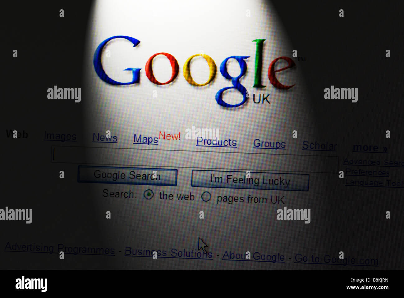 Moteur de recherche Google capture d'écran sur un écran d'ordinateur Banque D'Images