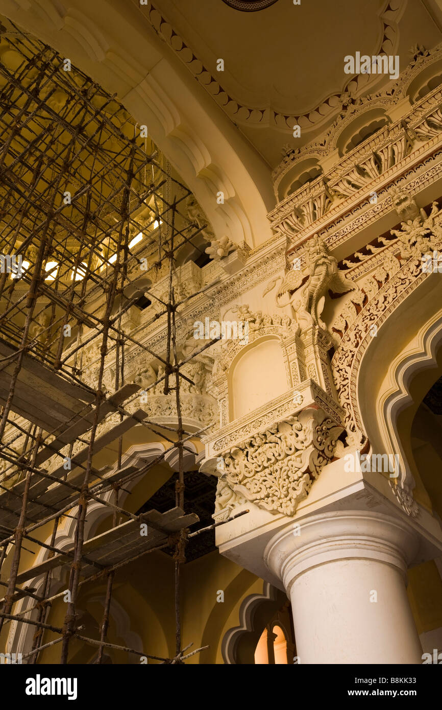 Inde Madurai Tamil Nadu Tirumalai Nayak Palace restauré et repeint Banque D'Images