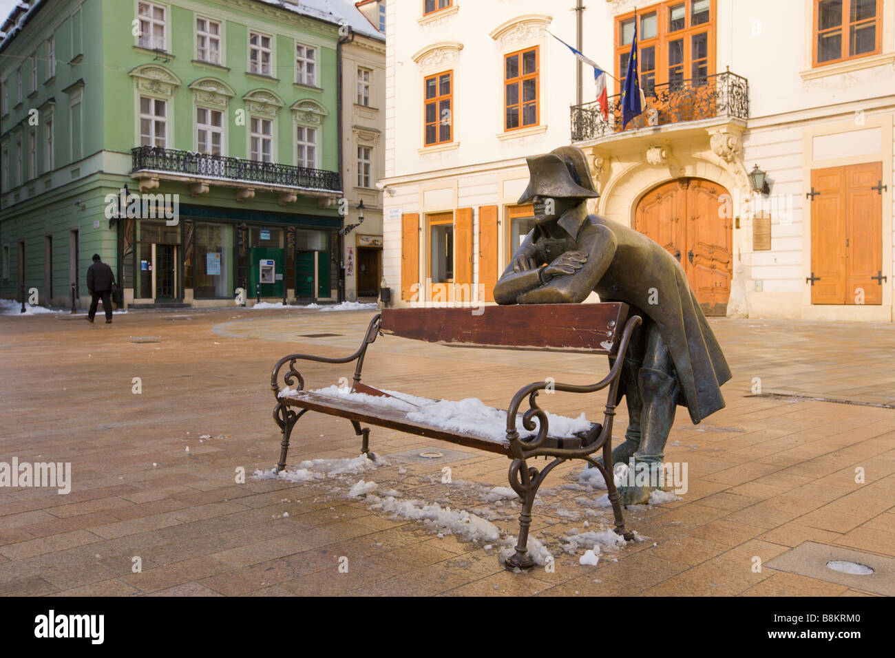 Soldat de Napoléon sur la place principale (Hlavne namestie) dans le centre de Bratislava, Slovaquie. Banque D'Images