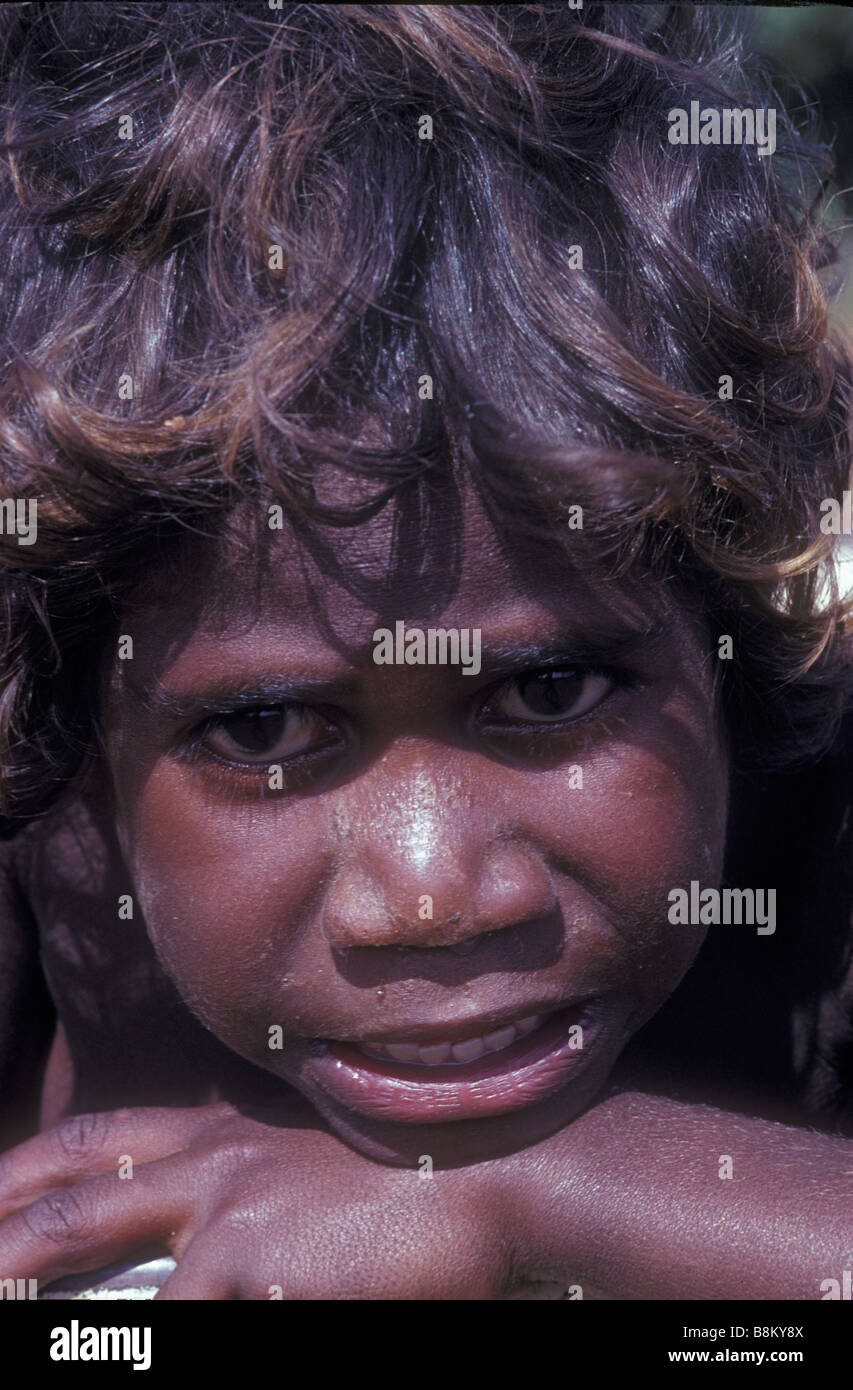 Australian Aboriginal Boy - Portrait - Hopevale, Cape York, Queensland Australie Banque D'Images