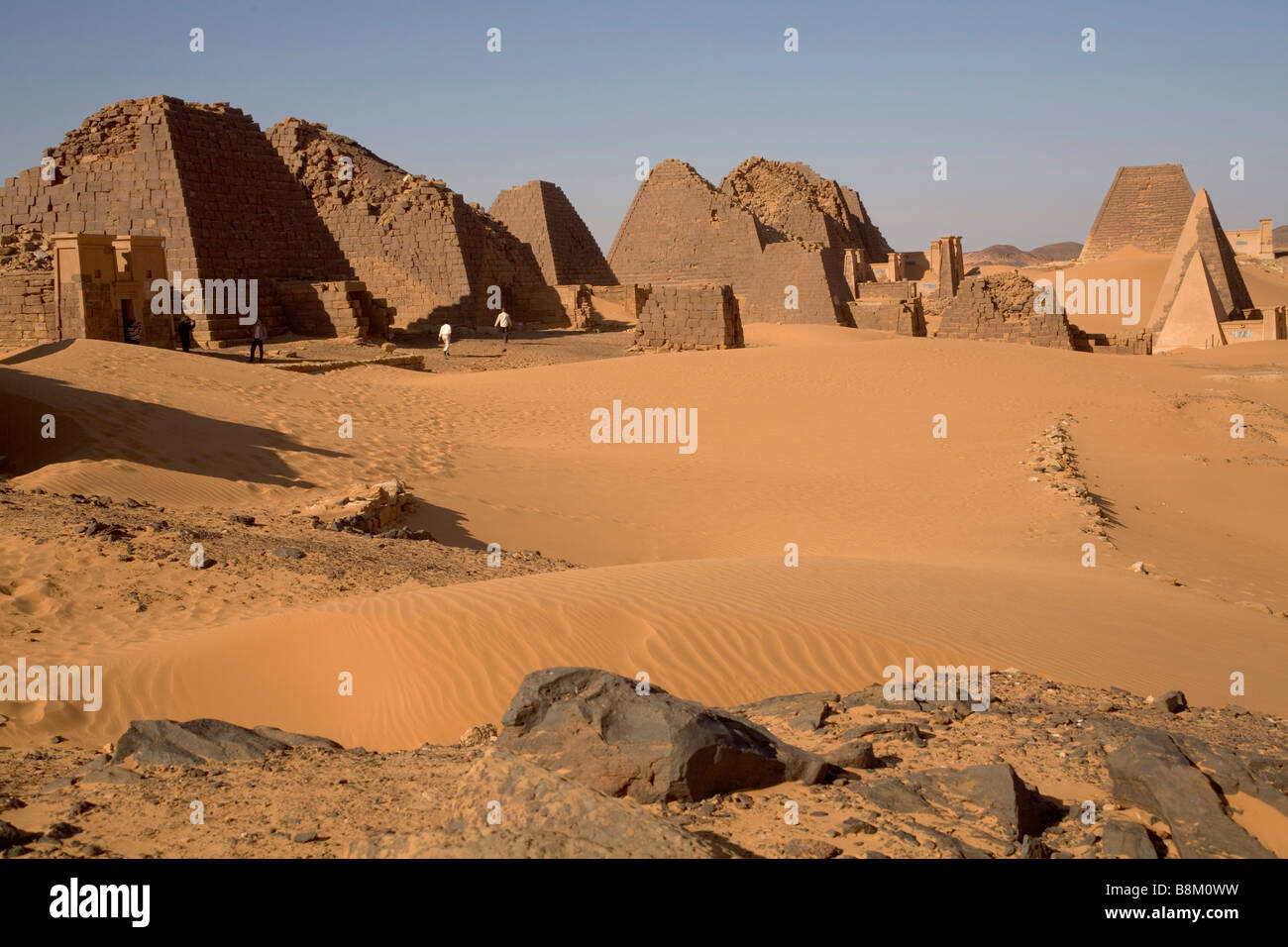 Pyramides de pharaons nubiens et les rois de Méroé nécropole Soudan Nubie Banque D'Images