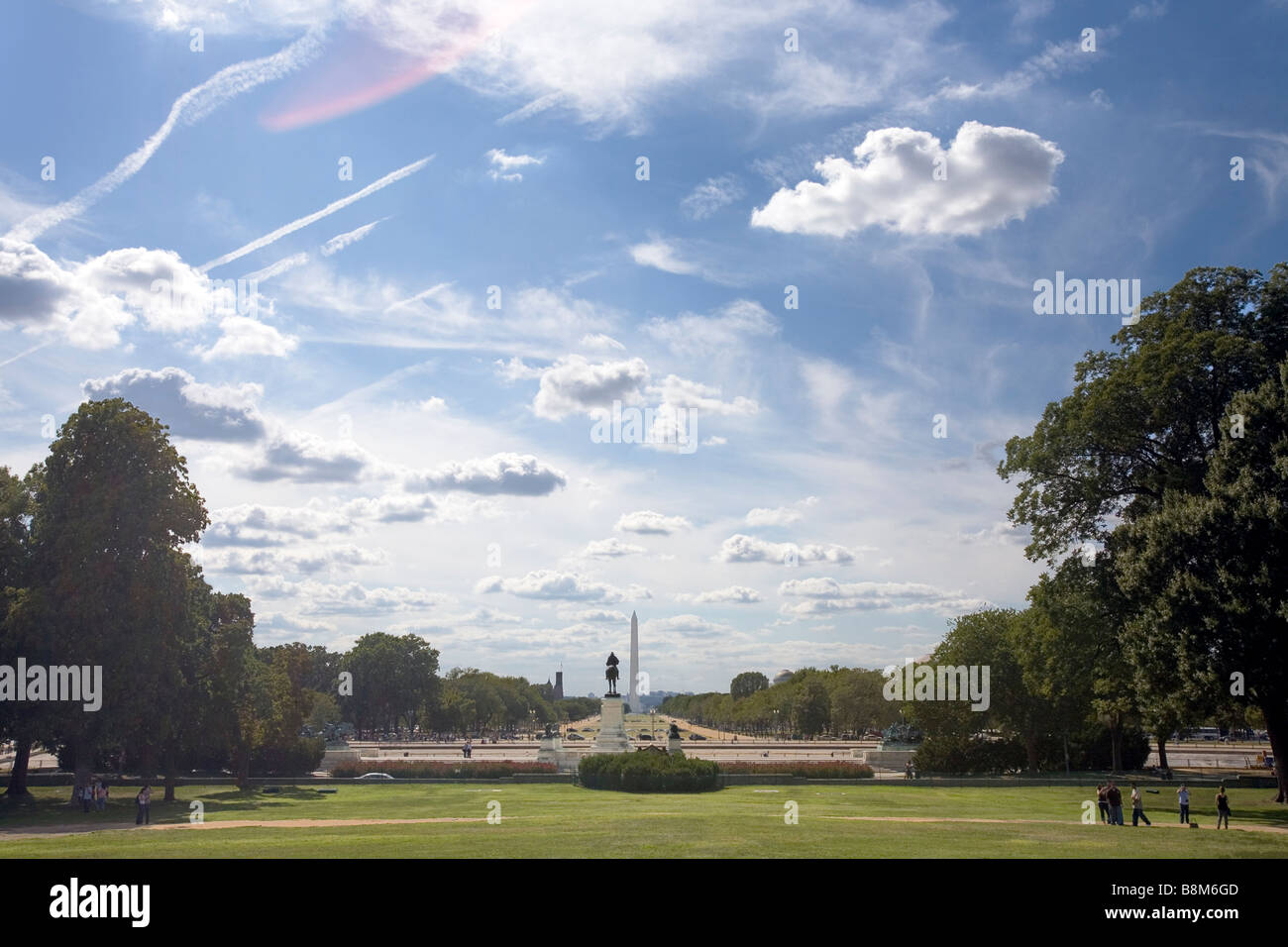 Une vue de l'Ulysse s'accorder la stature Memorial Monument de Washington et le National Mall. Banque D'Images