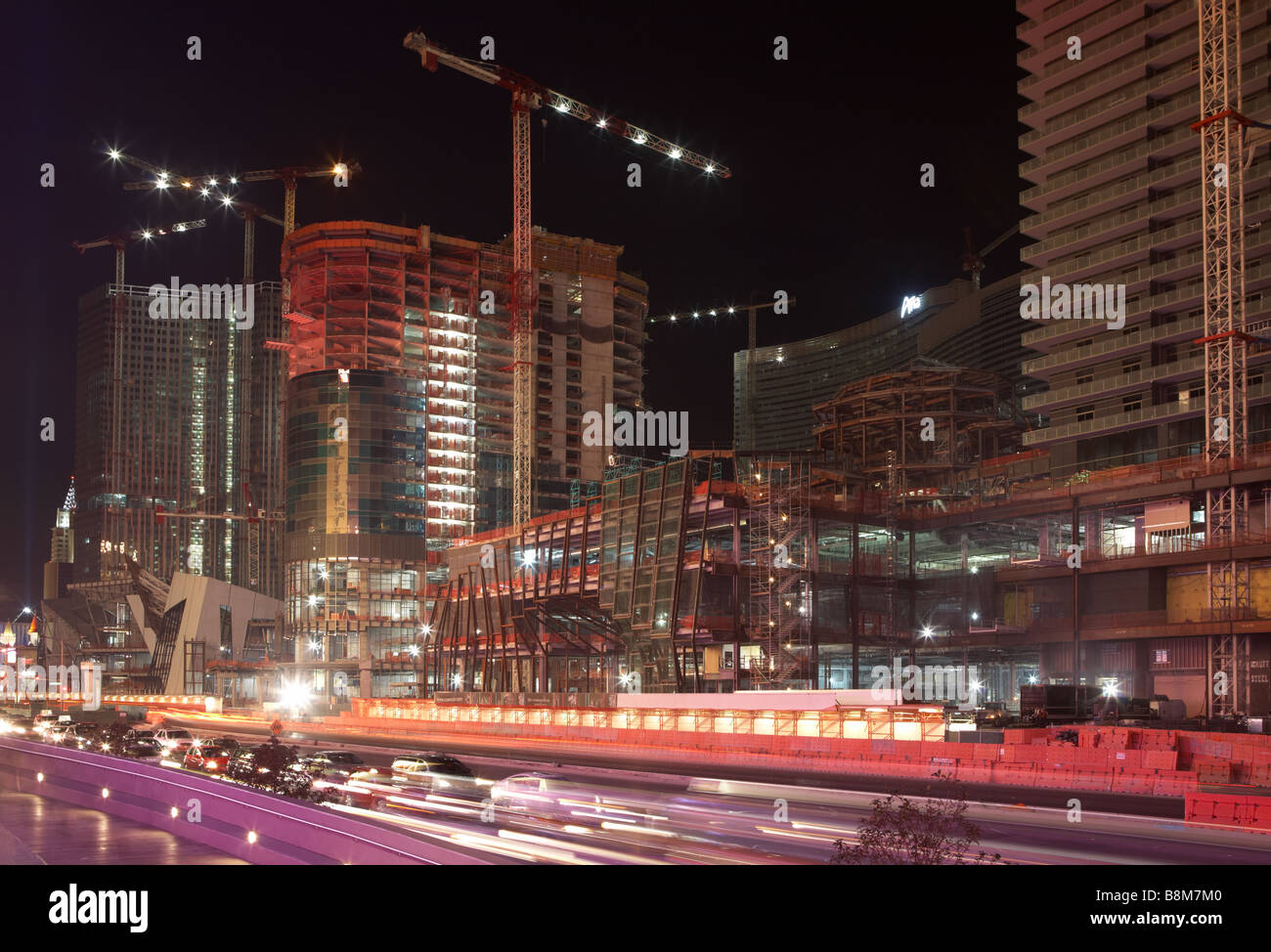 Las Vegas - Nouveau Casino de l'hôtel Bâtiment - route de nuit - la bande Banque D'Images