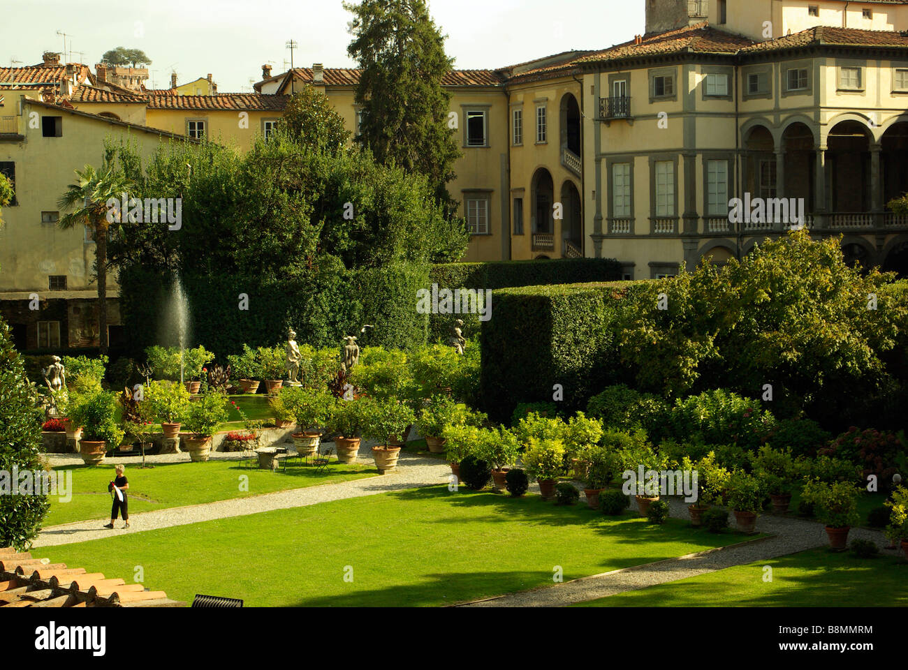 Le jardin du Palazzo Pfanner à Lucca, Italie Banque D'Images