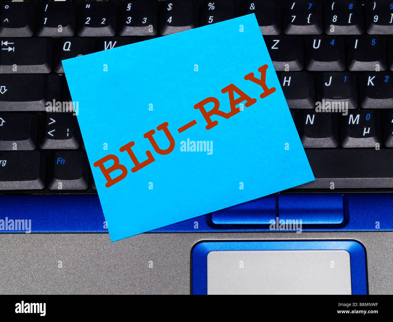 Memo note sur l'ordinateur portable, lecteur Blu-ray Banque D'Images