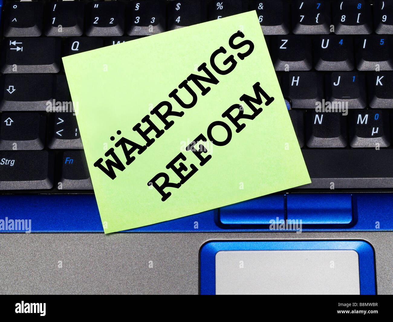 Memo note sur la réforme de la monnaie, l'ordinateur portable Banque D'Images