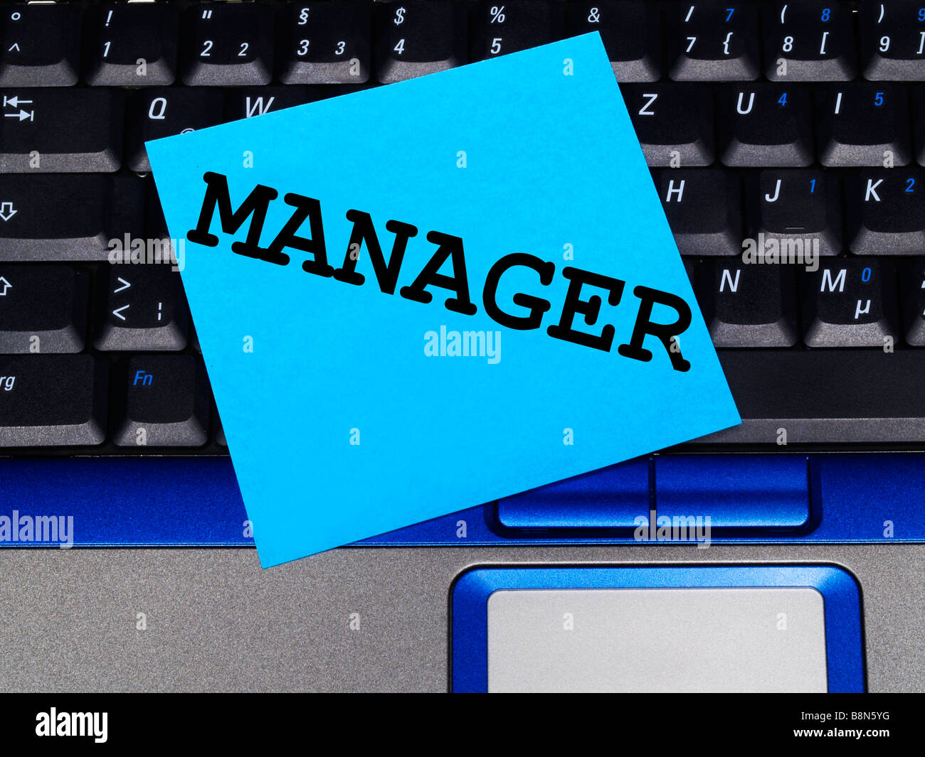 Memo note sur l'ordinateur portable, manager Banque D'Images