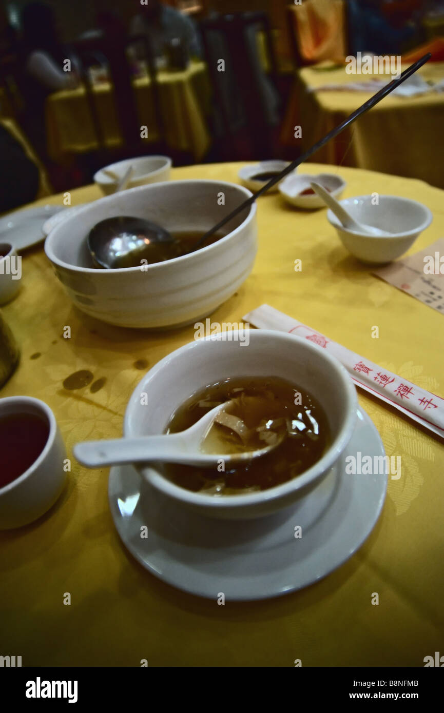 Repas végétarien servi au monastère Po Lin Hong Kong Lantau Banque D'Images