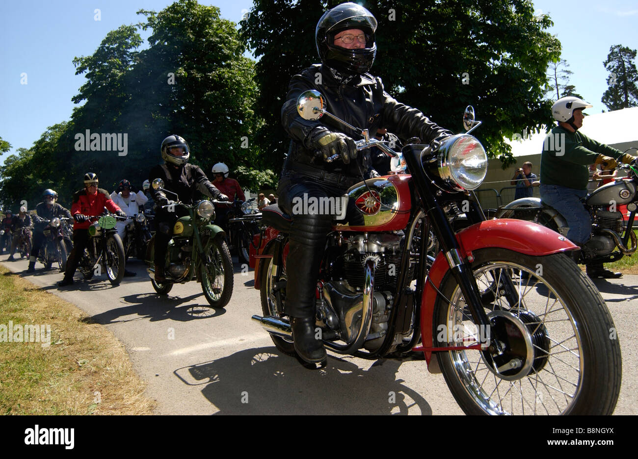Classic bikes à l'événement mondial de moto, Beaulieu, Hampshire Banque D'Images