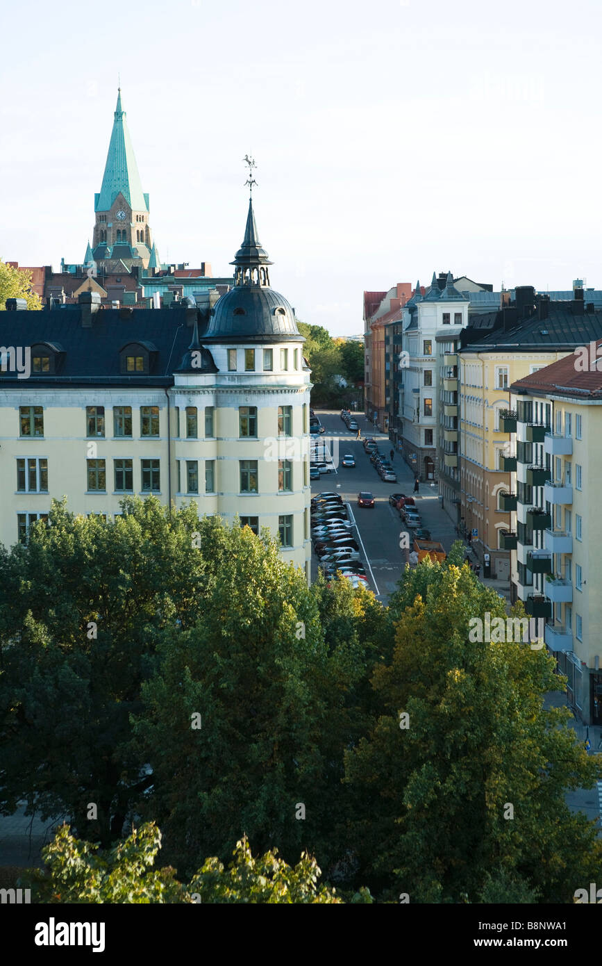 La Suède, Stockholm, vue avec clochers Banque D'Images