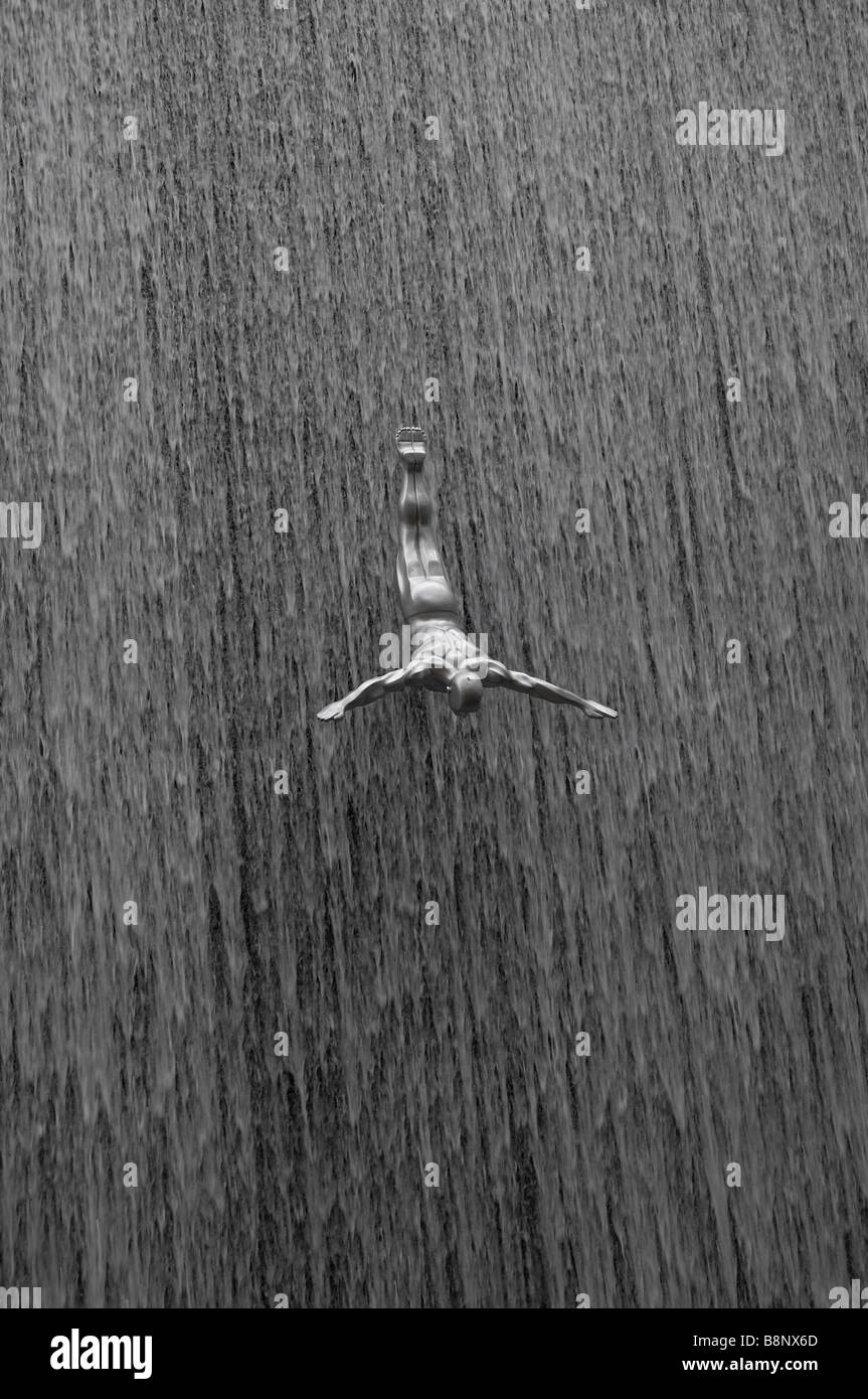 Dispositif de l'eau et la sculpture dans le centre commercial de Dubaï, Émirats arabes unis Banque D'Images