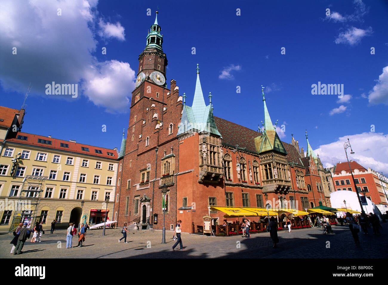 Pologne, Wroclaw, Rynek, place du marché, ancien hôtel de ville Banque D'Images