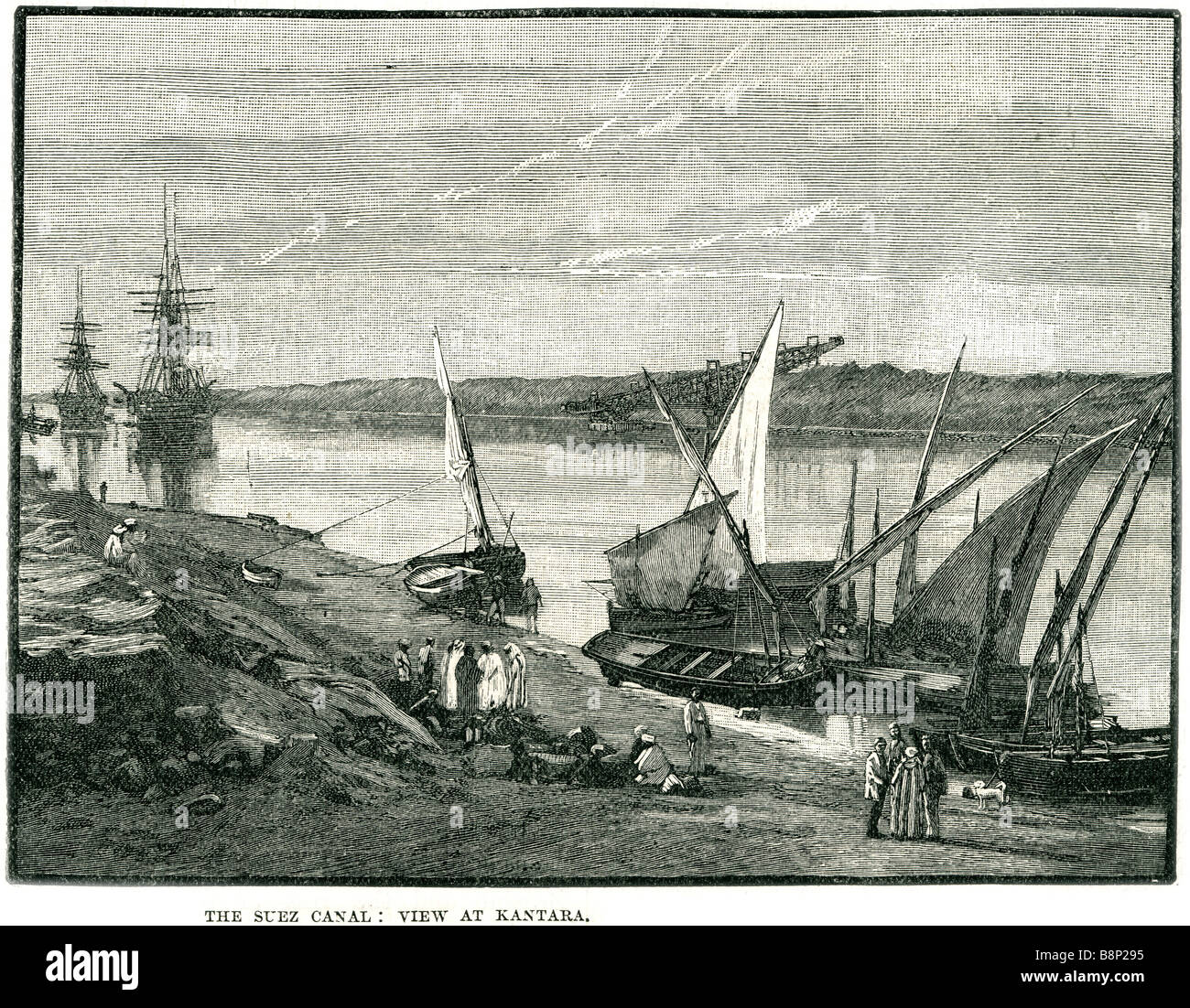 Vue sur le canal de suez à Kantara 1875 Royaume-Uni Le Premier ministre Benjamin Disraeli actionnaire Banque D'Images