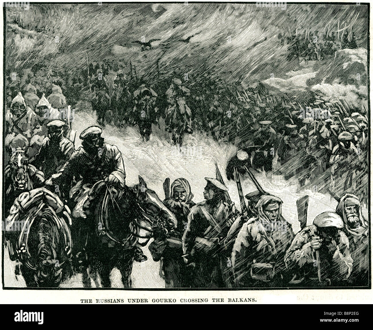 Les Russes sous gourko crossing balkans guerre russo-turque de 1877 78 Banque D'Images